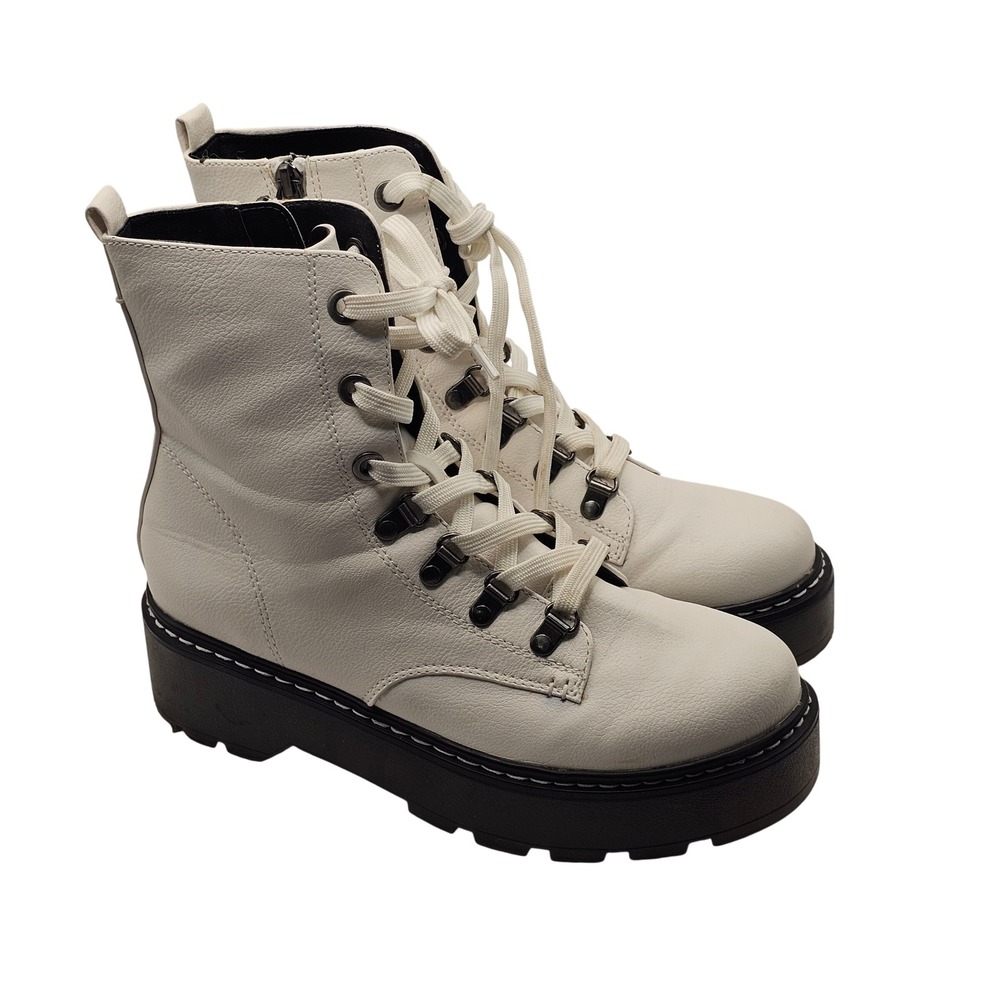 Circus by Sam Edelman Sammie Boots 8.5M White Goth Grunge Edgy Platform Combat